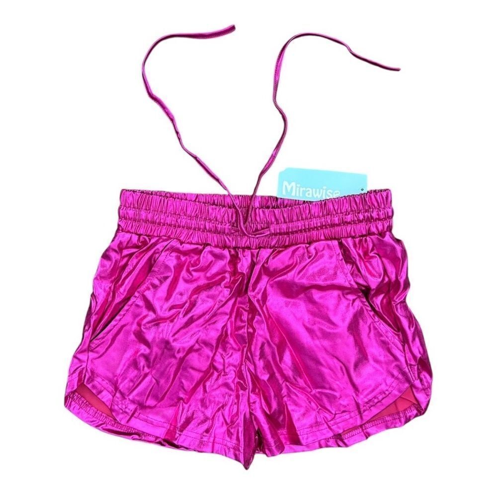 Mirawise Women’s Metallic Shorts Summer Toga Hot Dolphin Hem Style Rose 2 Small